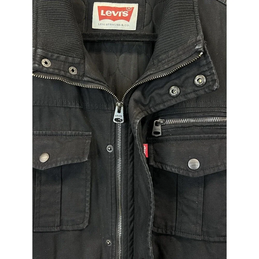 Levi's Jacket Mens M Black Soft Cotton Quilted Lining Casual Utility Casual Work